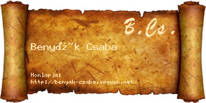 Benyák Csaba névjegykártya